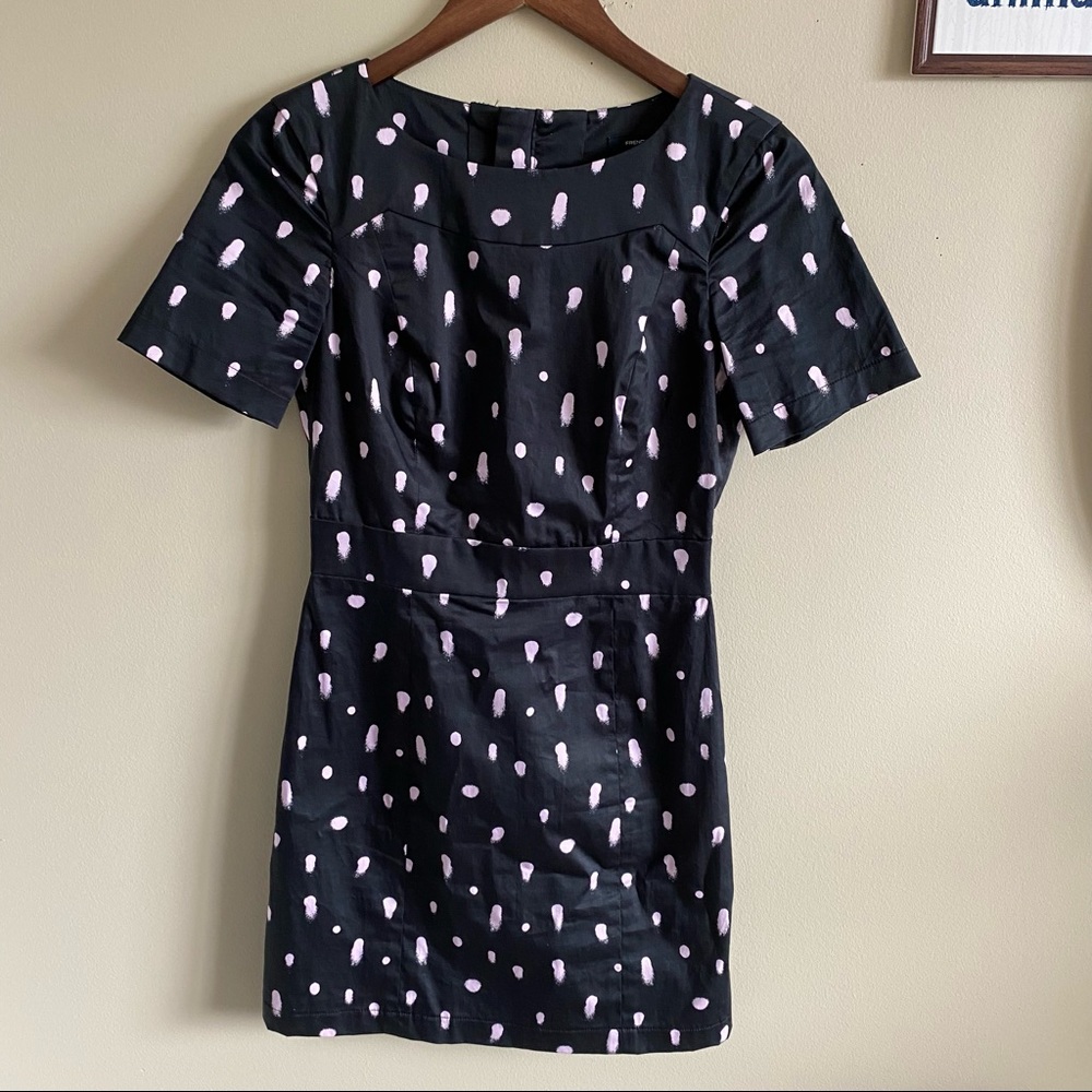 French Connection Black Pink Polka Dot Spray Cut-Out Dress Size 4